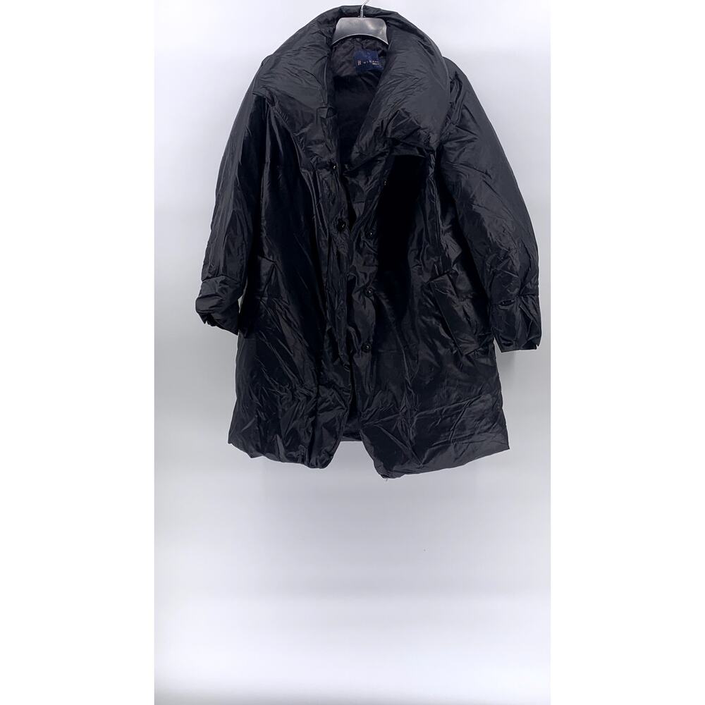 IT MICHAA Deluxe Women's Black Hooded Snap Button Long Sleeve Puffer Coat SZ S
